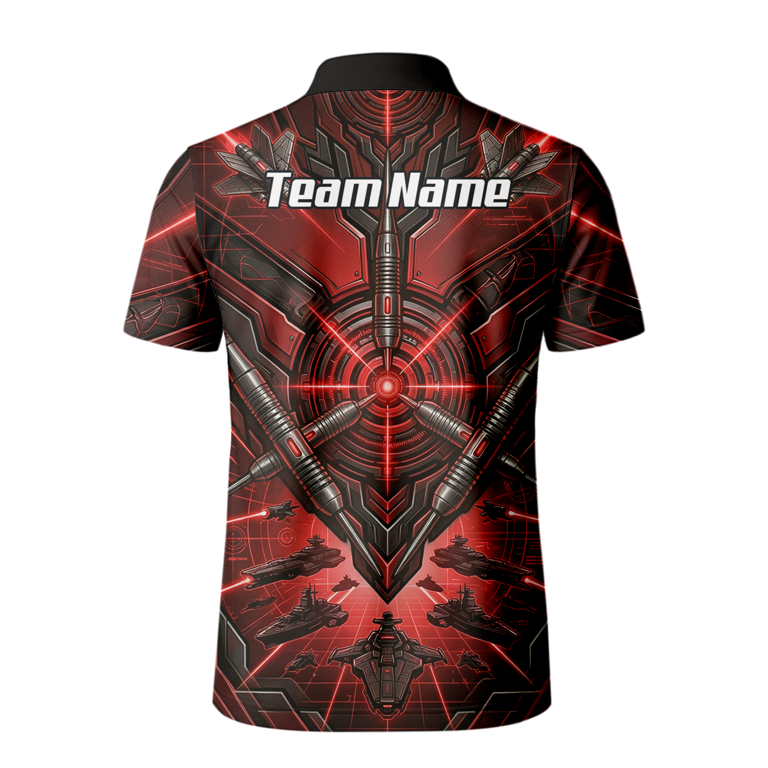 Personalised Red Black Futuristic Sci-Fi Dart Jersey for Men Custom Darts Polo Shirt H6778