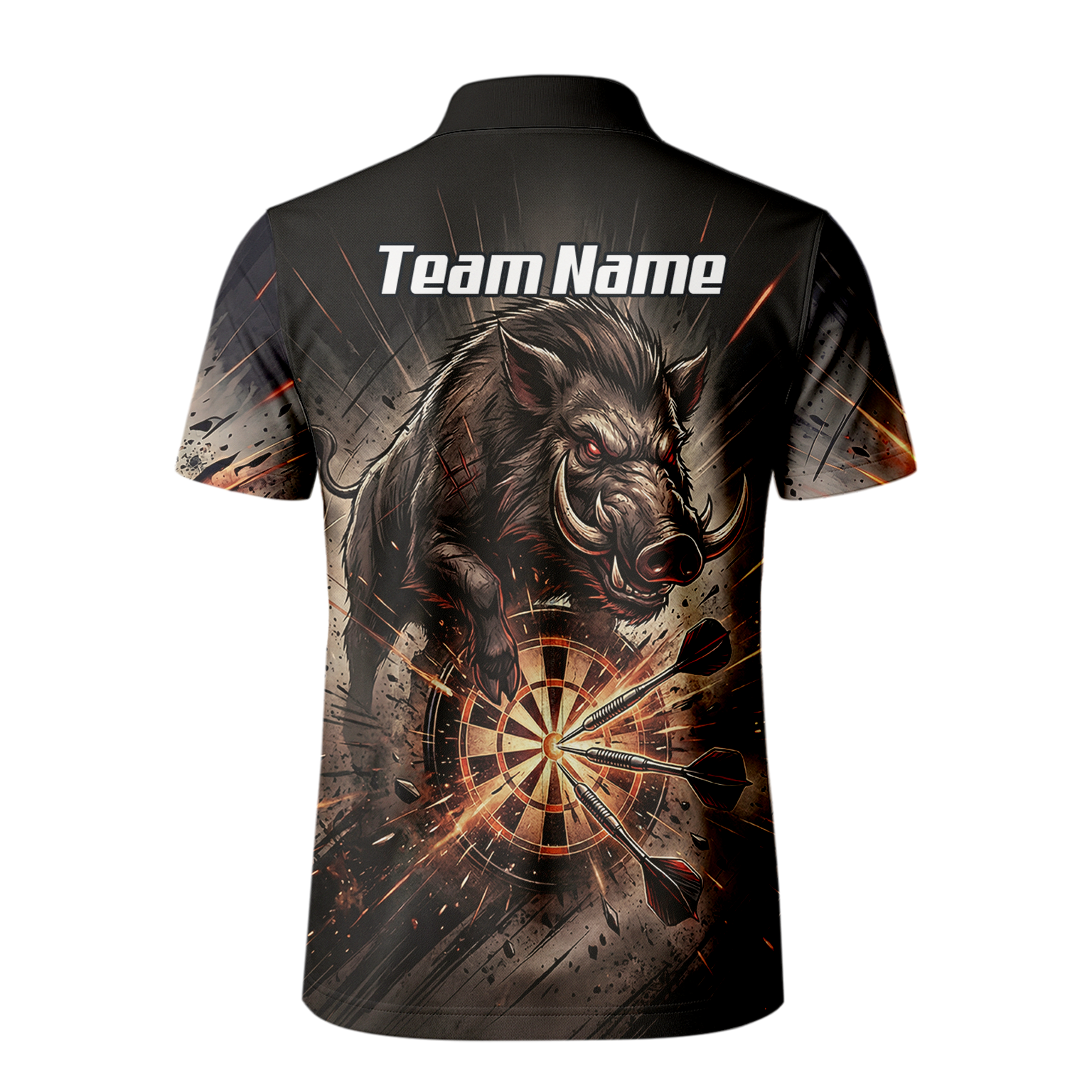 Personalised Wild Boar Darts Jersey for Men, Custom Dartboard Polo Shirt Black Brown, Darts Team Top with Name H8686