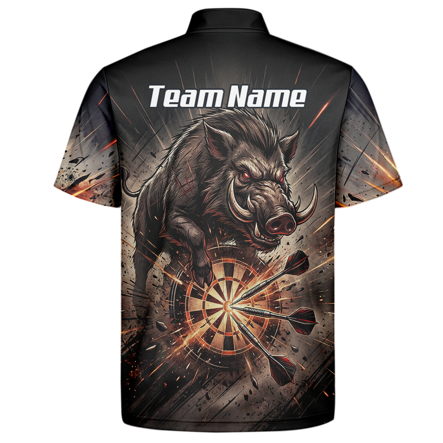 Personalised Wild Boar Darts Jersey for Men, Custom Dartboard Polo Shirt Black Brown, Darts Team Top with Name H8686
