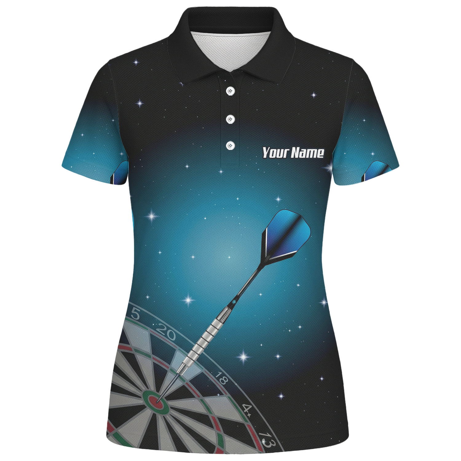 Personalised Space Galaxy Dart Jersey Polo and Zipper Black Blue For Women Custom Dartboard Shirt I0195