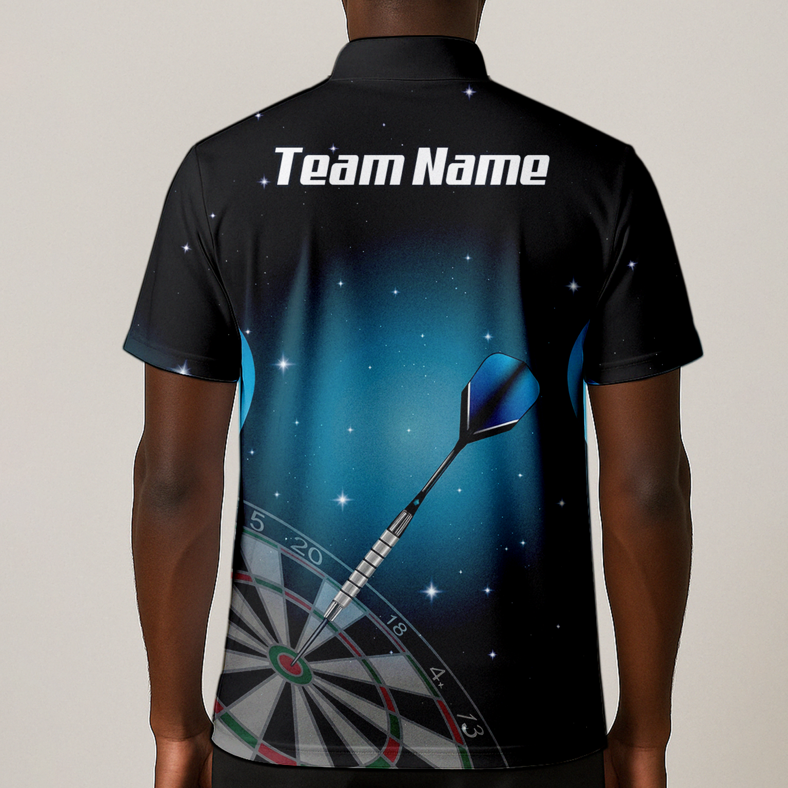 Personalised Space Galaxy Dart Jersey Polo and Zipper Black Blue For Men Custom Dartboard Shirt I0195
