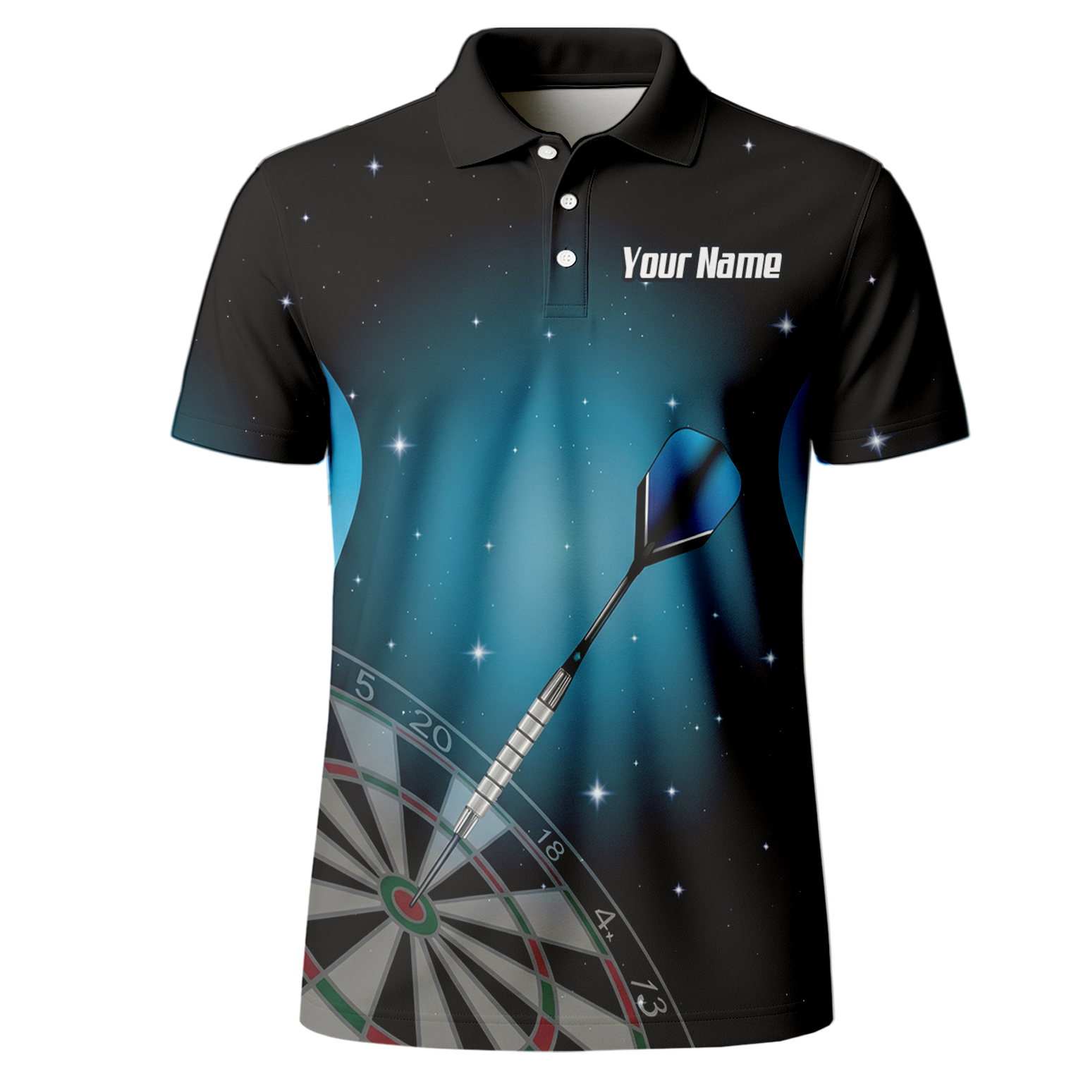 Personalised Space Galaxy Dart Jersey Polo and Zipper Black Blue For Men Custom Dartboard Shirt I0195