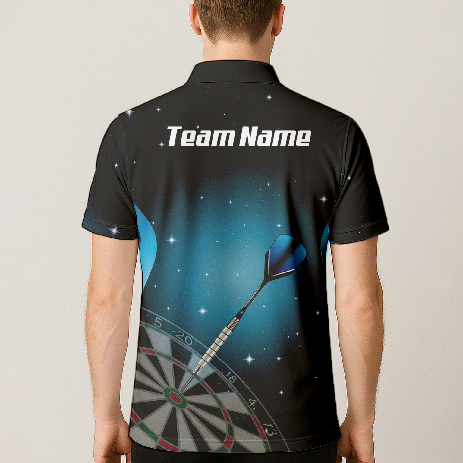 Personalised Space Galaxy Dart Jersey Polo and Zipper Black Blue For Men Custom Dartboard Shirt I0195