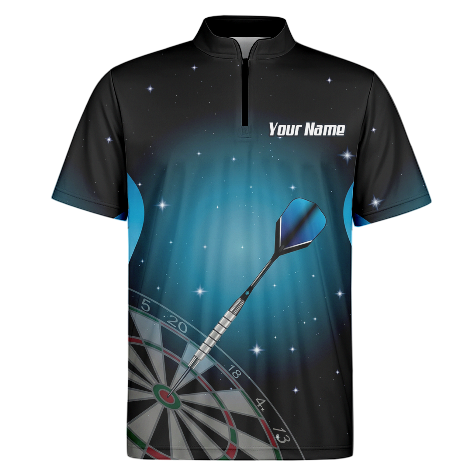 Personalised Space Galaxy Dart Jersey Polo and Zipper Black Blue For Men Custom Dartboard Shirt I0195
