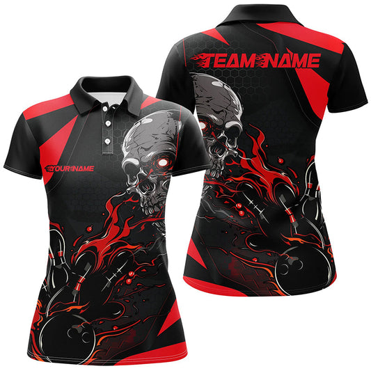 
Custom Black Red Flame Bowling Shirts for Women - Halloween Skull Bowling Outfit, Comfortable Fit
 I7088