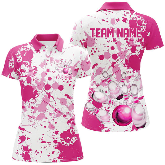 
Custom Pink Bowling Polo Shirts for Women - Personalized Bowling Team Jerseys with Name and Size Options
 I7052