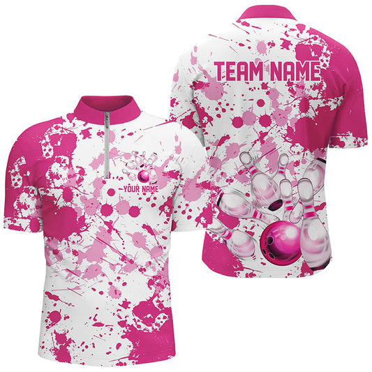 
Custom Pink Bowling Polo Shirts for Men - Personalized Bowling Team Jerseys with Name
 I7052