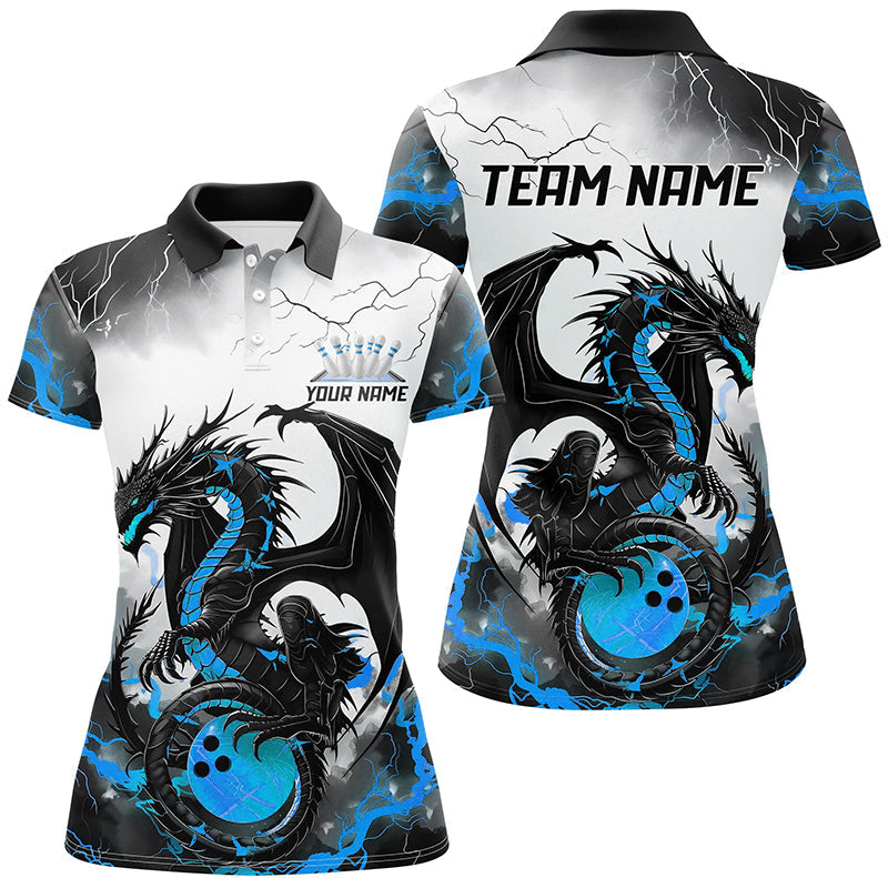 
Thunder Lightning Custom Dragon Bowling Shirts for Women - Black and Blue - Perfect for Bowling Leagues
 I7062