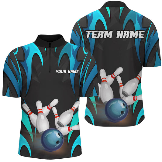 
Customizable Men's Bowling Shirts, Black and Blue Team Jerseys - Perfect Gifts for Bowlers
 I7107