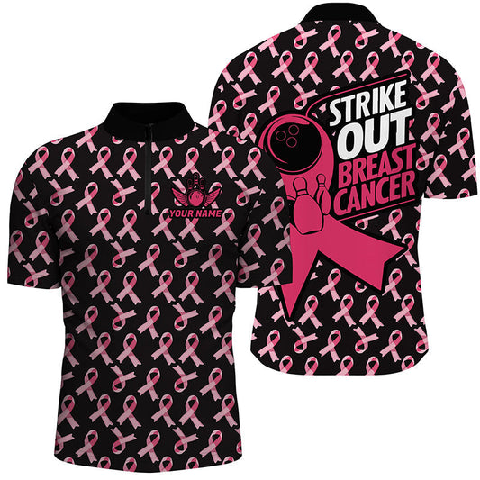 
Custom Bowling Shirts for Men - Strike Out Breast Cancer Pink Ribbon Pattern Jerseys
 I7047