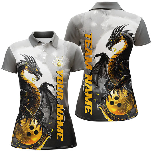 
Custom Dragon Bowling Shirts for Women | Black and Gold Team Apparel | Comfortable Fit
 I7058