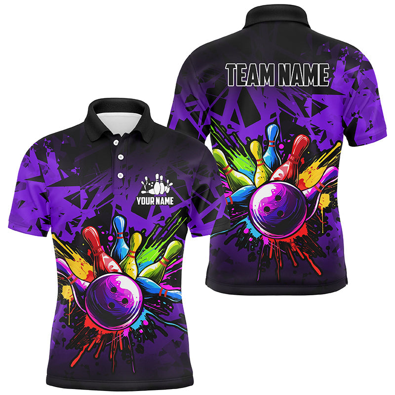 
Colorful Bowling Jerseys for Men, 1/4 Zip Polo Shirt, Custom Team Shirts, Purple
 N8258