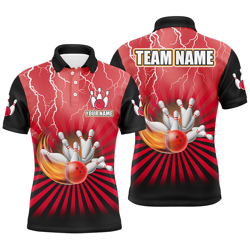 
Men's Vintage Lightning Storm Bowling Team Jersey, Custom Red Shirt for Bowlers
 N8282