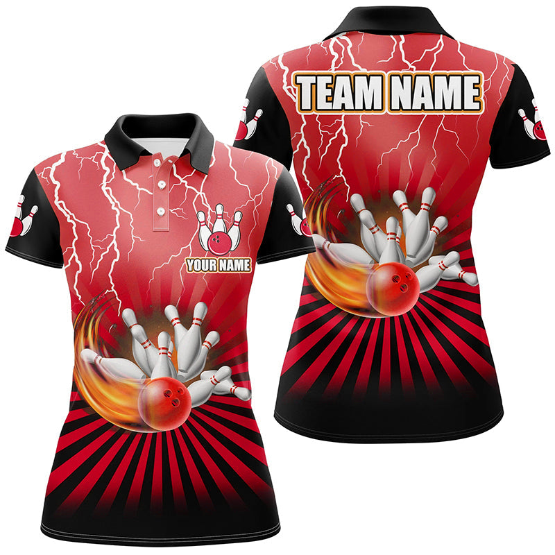 
Custom Lightning Storm Women's Bowling Shirt - Vintage Team Jersey in Red, Perfect Gift for Bowlers
 N8282