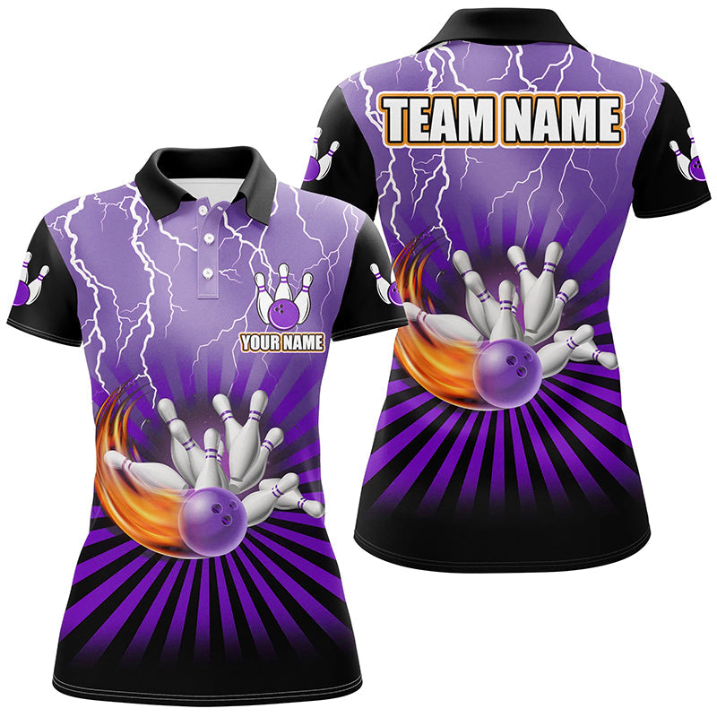 
Custom Lightning Storm Vintage Women’s Bowling Team Jersey - Purple Bowling Shirt for Bowlers
 N8283