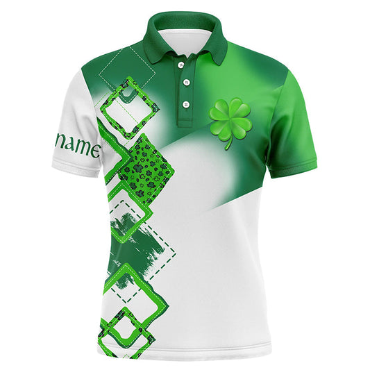 Men's Personalized Green Clover Patrick's Day Golf Polo Shirt Cu