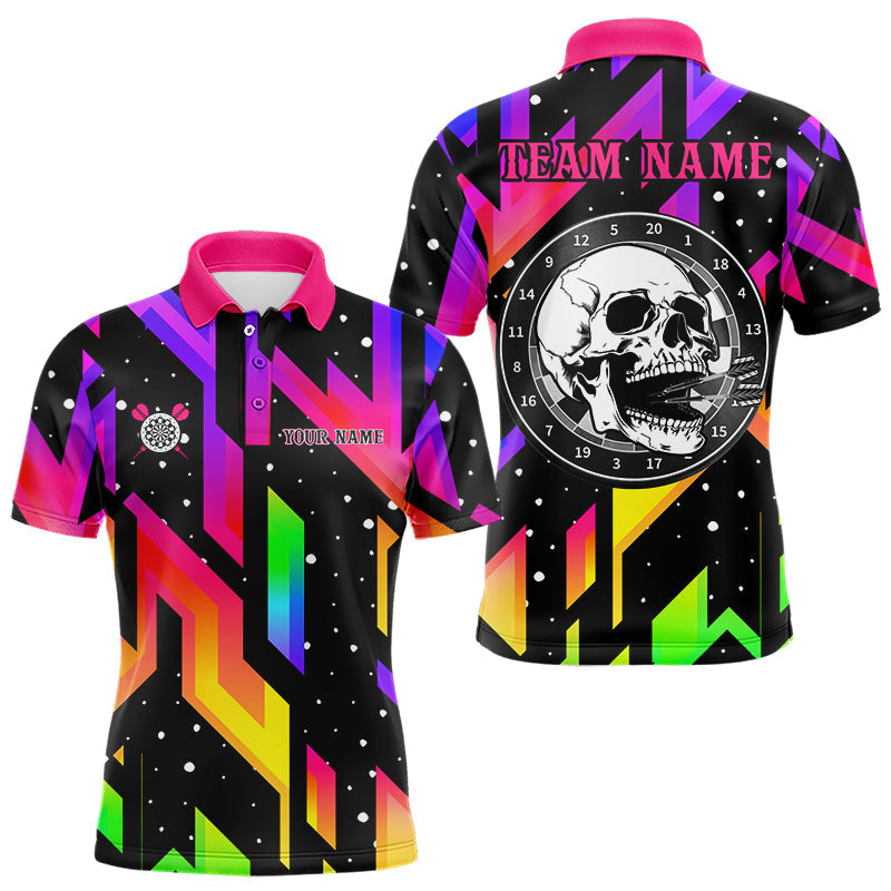 Colorful Black Skull Dart Polo Shirt for Men, Quarter Zip Custom Team Jerseys N9020