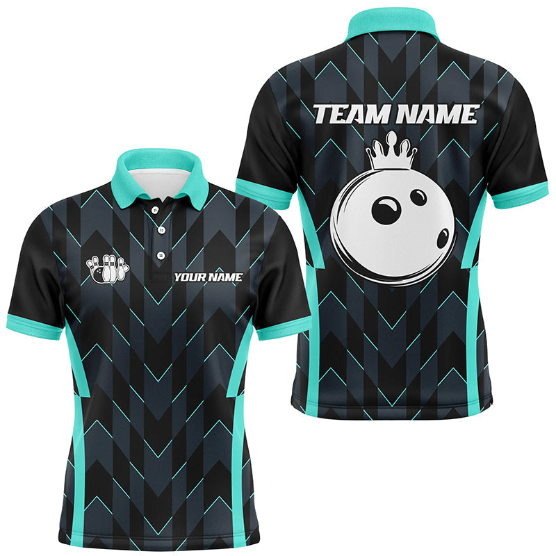 
Men's Custom Camo Bowling Polo Shirt, Quarter Zip Team Jersey in Turquoise
 N8201