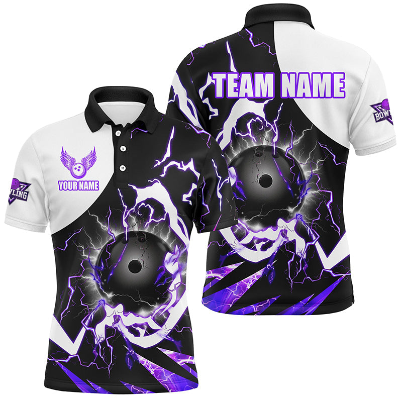 
Custom Purple Lightning Thunder Men's Bowling Polo Shirts, Quarter Zip Jerseys for Team League
 N8231