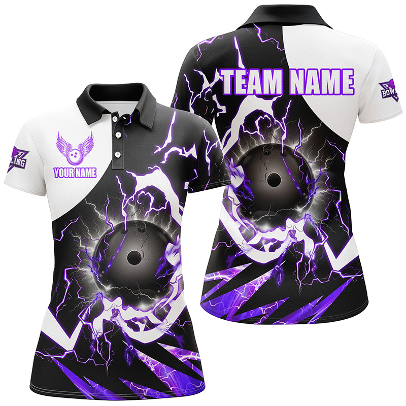 
Custom Women's Purple Lightning Bowling Team Jerseys | Quarter Zip Polo Shirts
 N8231