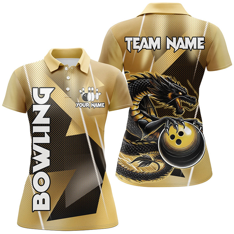 
Custom Black And Gold Dragon Bowling Shirts For Women | Team Apparel
 N8233