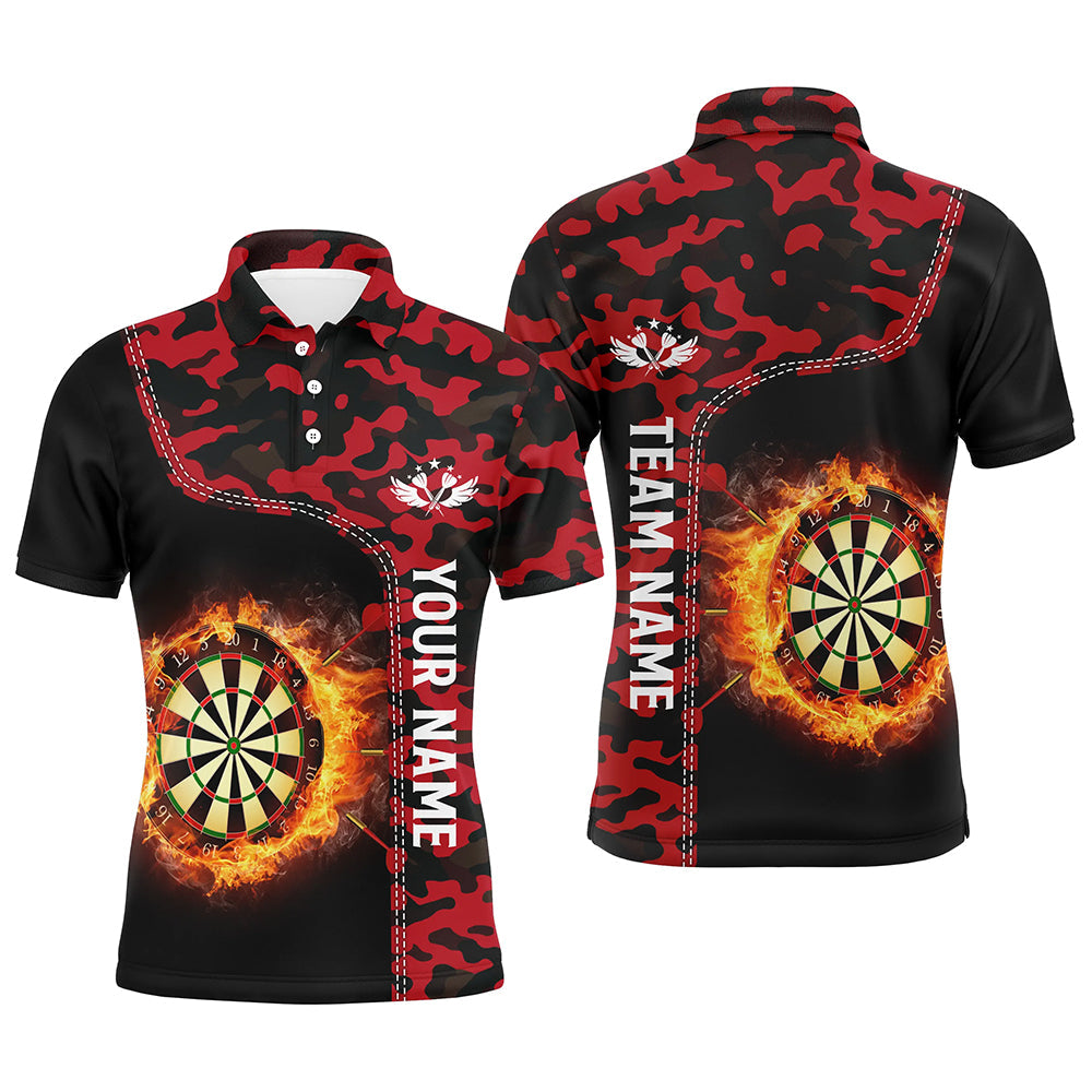 Men's Red Camo Flame Polo Shirt L1237