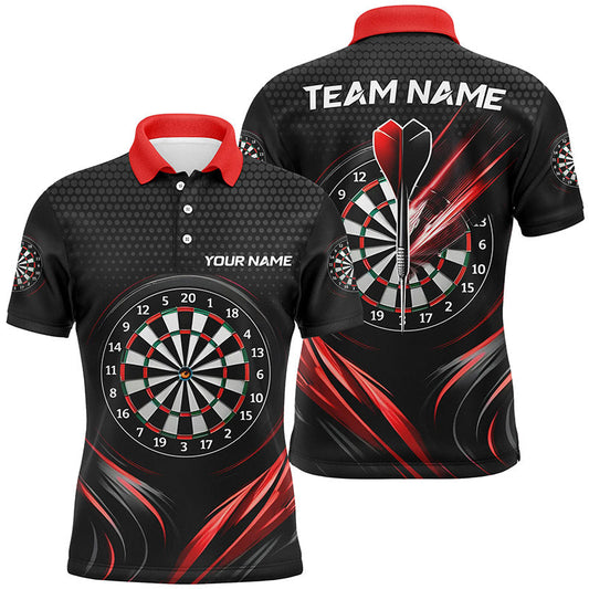 Custom Black & Red Men's Darts Polo Shirt - Cool Dart Jerseys | Sport Dart Shirt L1239