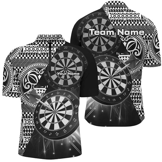 Custom Tribal White Black Dart Quarter-Zip Shirt for Men | Dart Jerseys for Team | Personalized Dart Team Shirt V1146