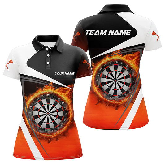 Women's Flame Dartboard Polo Shirt V1083