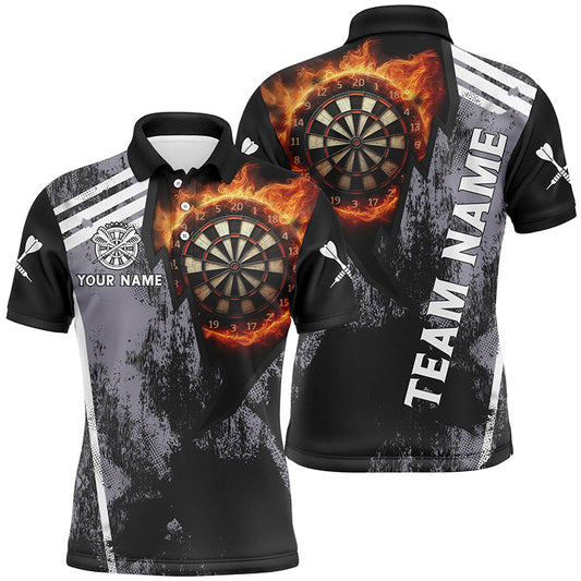 Men's Grunge Black Flame Polo Shirt V1078