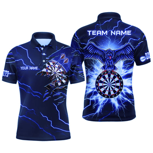 Custom Thunder Blue Eagle Dart Polo Shirts - Personalized Dart Team Shirts for Men V1142