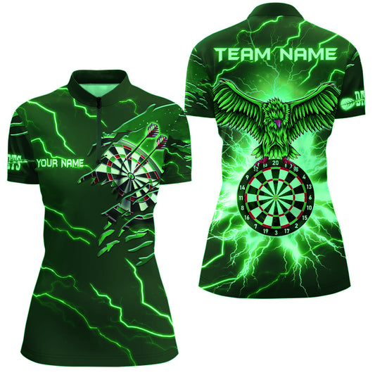 Personalized Thunder Green Eagle Dart Quarter-Zip Shirt | Custom Dart Shirts for Women | Dart Team Shirts V1143