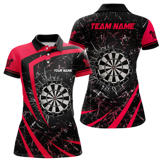 Women's Red Glass Break Dart Polo Shirts V1160