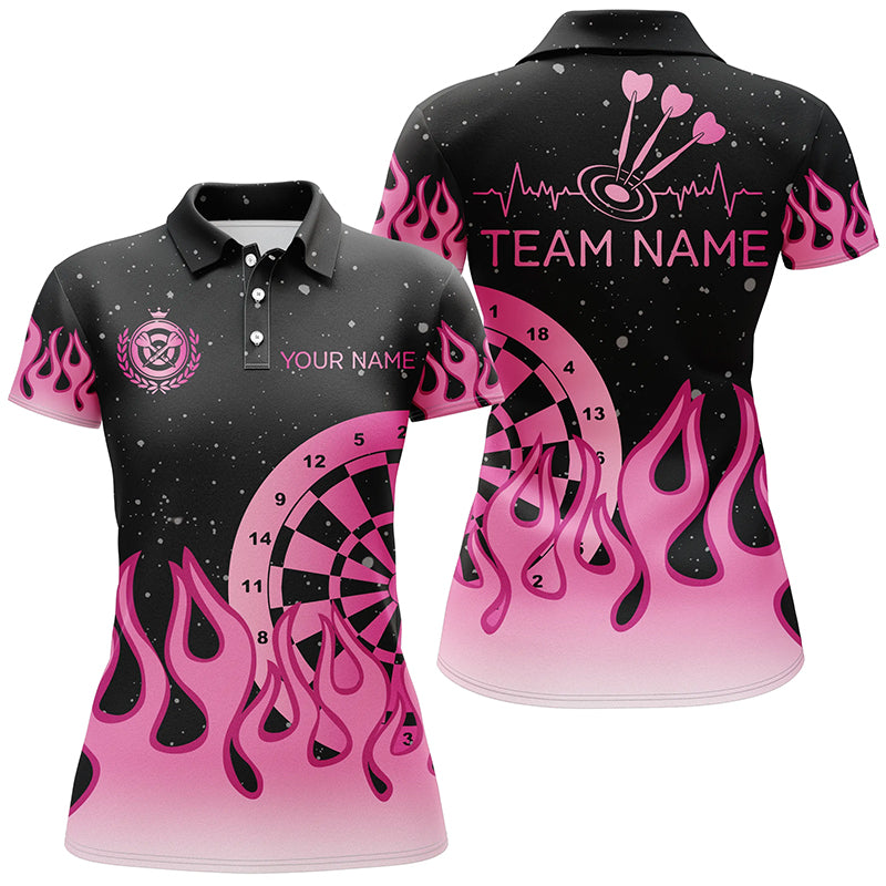 Women's Pink Flame Darts Polo Shirt T1400