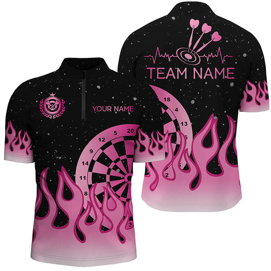 Men's Pink Flame Dart Quarter-Zip Shirt - Custom Mother's Day Gift T1400