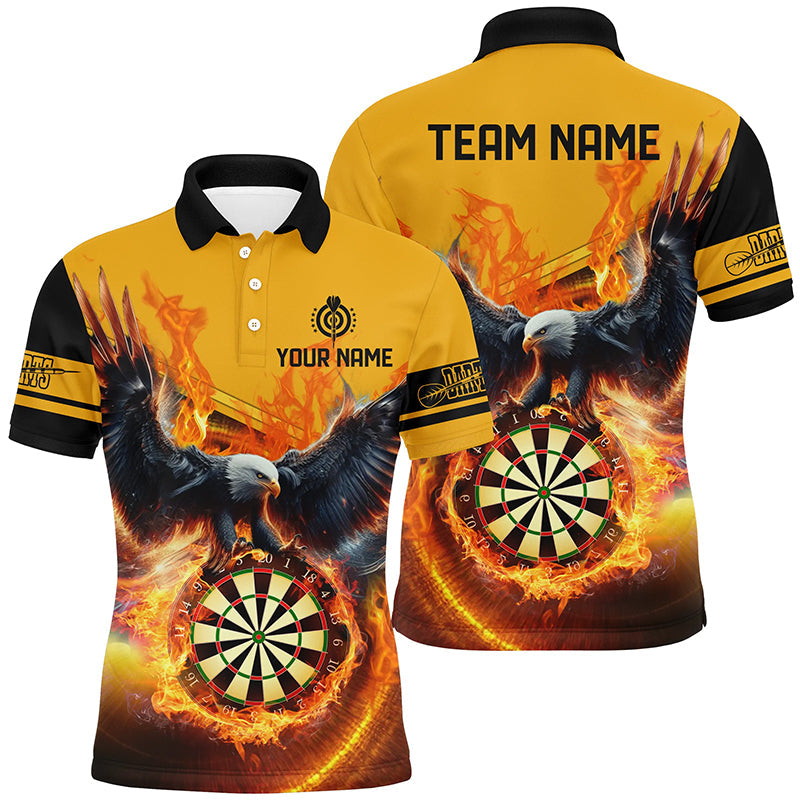 Men's Yellow Polo Shirt with 3D Eagle Dart Board Design T1293