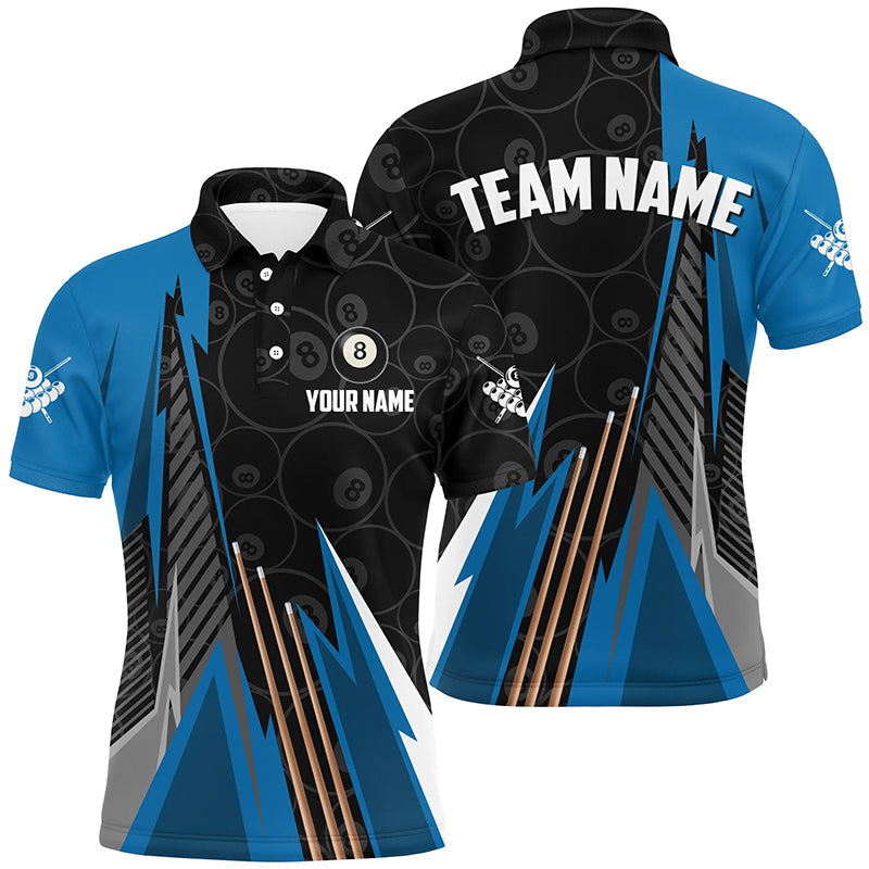 Personalised Billiard Team Jersey - Black Blue Polo Shirt for Men ...