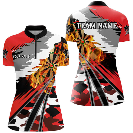 Women's Red 3D Fire Dart Quarter-Zip Jersey T1195