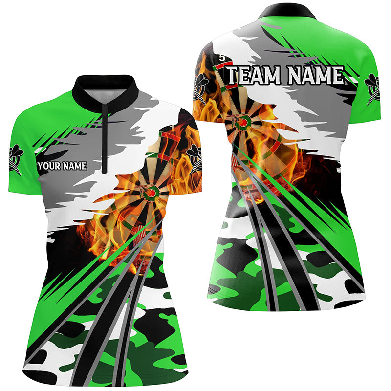 Women's 3D Fire Green Quarter-Zip Dart Jersey T1196