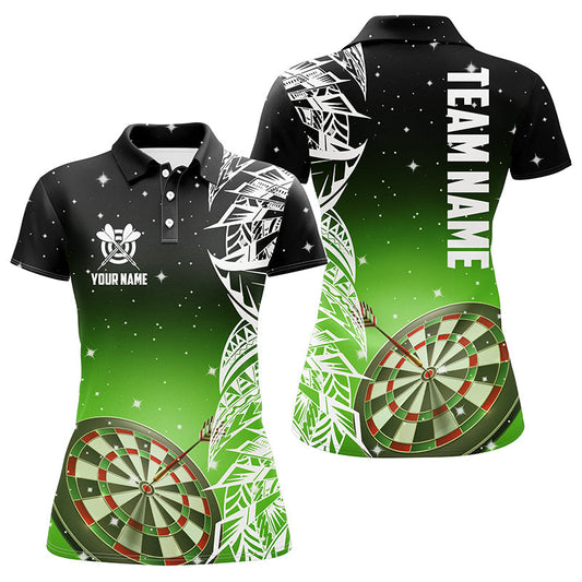 Custom Green 3D Dart Board Women's Polo Shirt - Personalized Dart League Jersey T1200