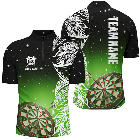 Custom 3D Dart Board Green Quarter-Zip Shirt - Men's Dart League Jersey T1200