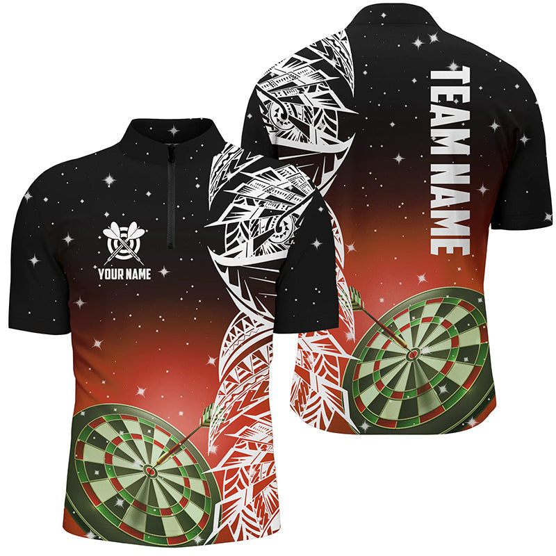 Custom 3D Dart Board Red Quarter-Zip Shirt | Men's Dart League Jersey T1202