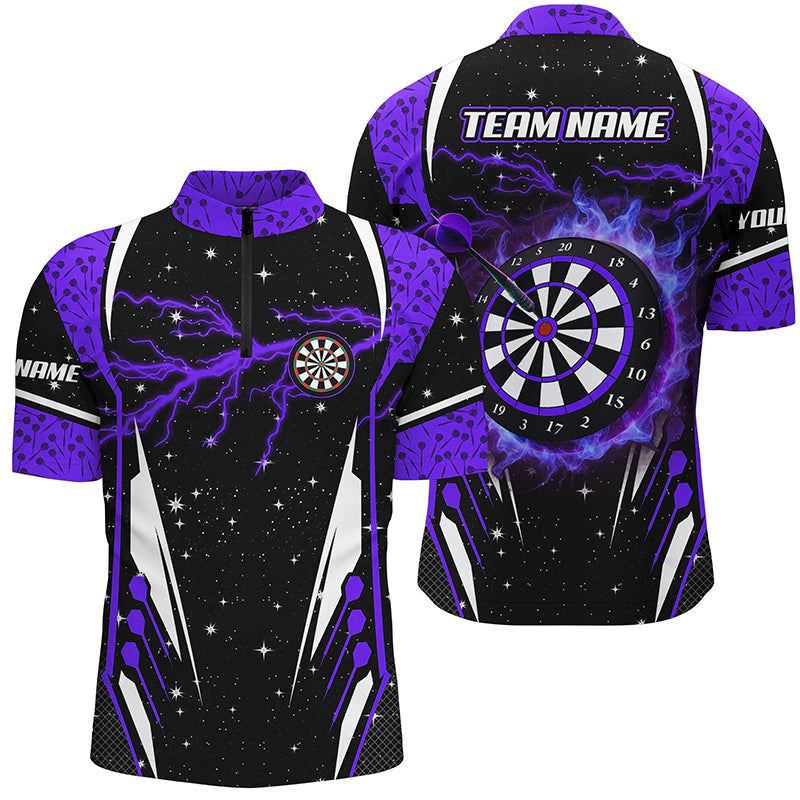 Personalized Lightning Purple Dart Jersey Men Quarter-Zip Shirts, Team League Dart Shirts TDM1399