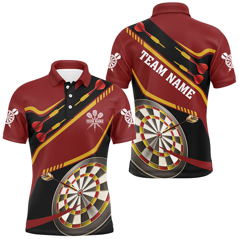 Personalized Red Darts Polo & 1/4 Zip Shirt for Men - Custom Darts Board Team Jerseys T2950