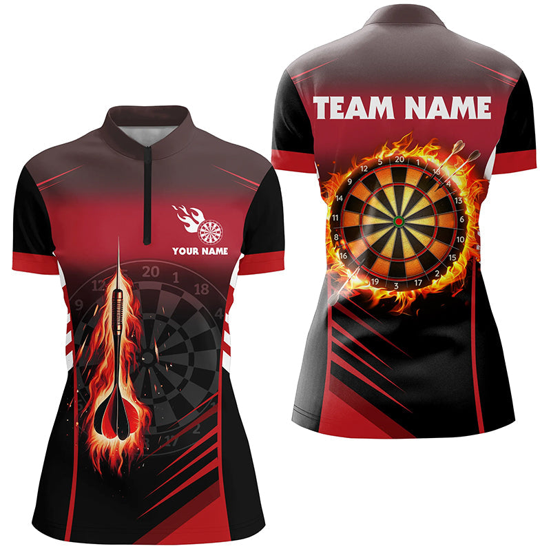 Women's Red Fire Arrow Darts Quarter-Zip Jersey T1406