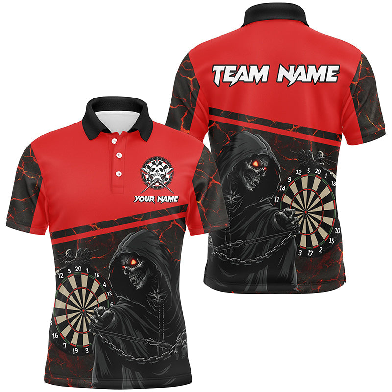 
Personalized Men's Darts Polo & Quarter-Zip Shirts - Custom Red Skeleton Design, Cool Darts Jerseys
 T1983