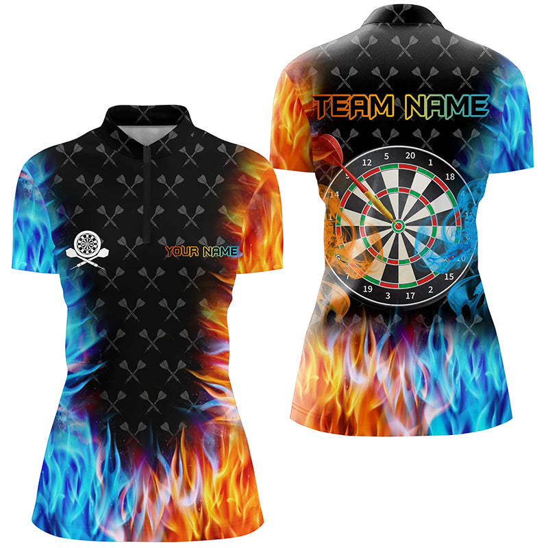 Women's Fire & Water Dart Board Quarter-Zip Shirt T1218