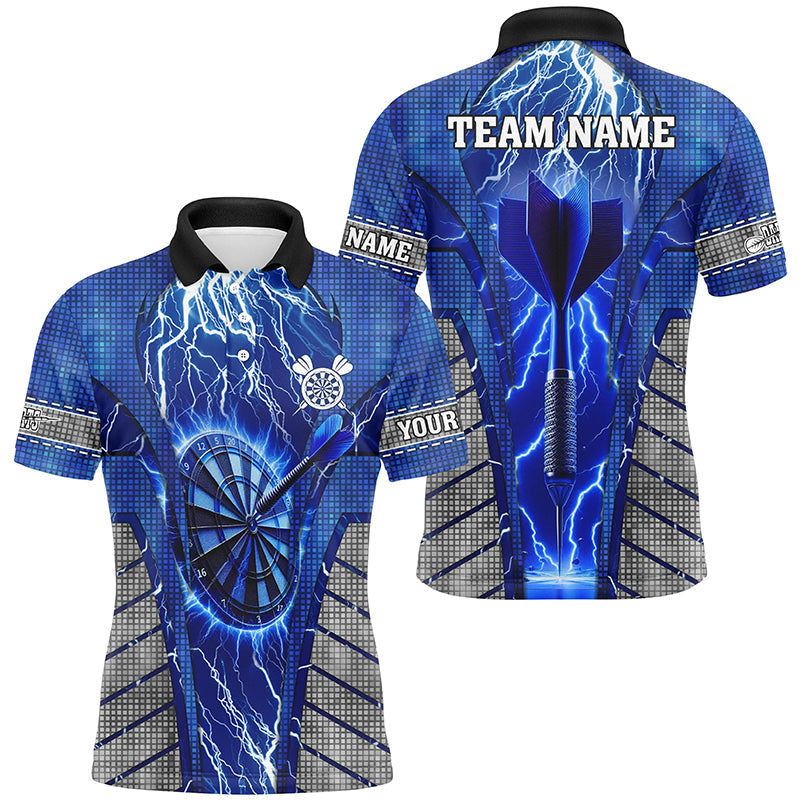 
Personalized Blue Dartboard Darts Shirts for Men - Thunder Lightning Team League Jerseys
 T2215