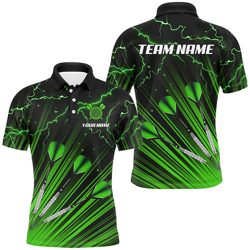 Green Dart Arrow Lightning Custom Polo Shirt for Men, Quarter-Zip Darts Jersey Uniform T2975