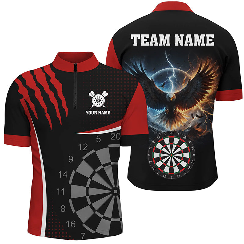 Men's 3D Eagle Darts Quarter-Zip Shirt - Red Lightning Theme T1260